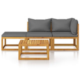 4 Piece Garden Lounge Set with Cushion Solid Acacia Wood - Side View