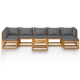 8 Piece Garden Lounge Set with Cushion Solid Acacia Wood - Side View