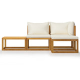 4 Piece Garden Lounge Set with Cushion Cream Solid Acacia Wood - Side View