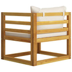 6 Piece Garden Lounge Set with Cushion Cream Solid Acacia Wood