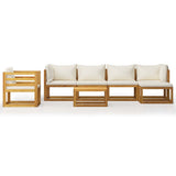 7 Piece Garden Lounge Set with Cushion Cream Solid Acacia Wood