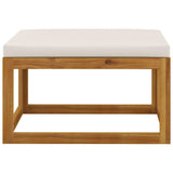 7 Piece Garden Lounge Set with Cushion Cream Solid Acacia Wood - Top-Down View