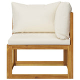 3-Seater Garden Sofa with Cushion Cream Solid Acacia Wood - 45-Degree Angle