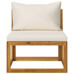 3-Seater Garden Sofa with Cushion Cream Solid Acacia Wood