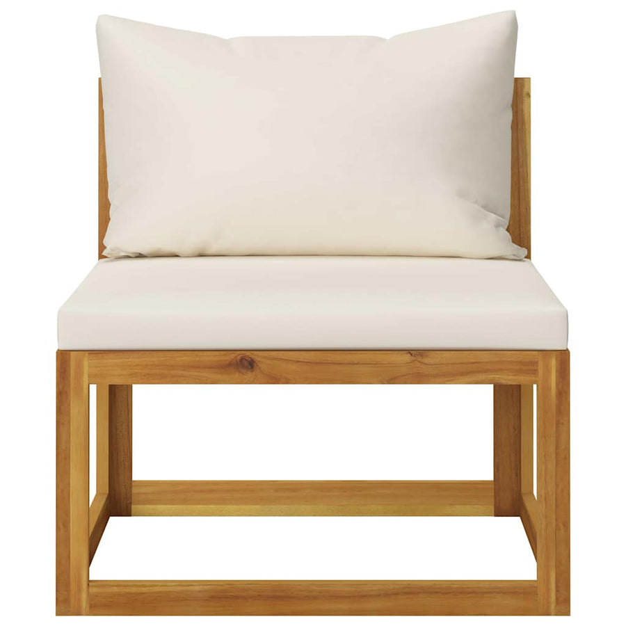 3-Seater Garden Sofa with Cushion Cream Solid Acacia Wood