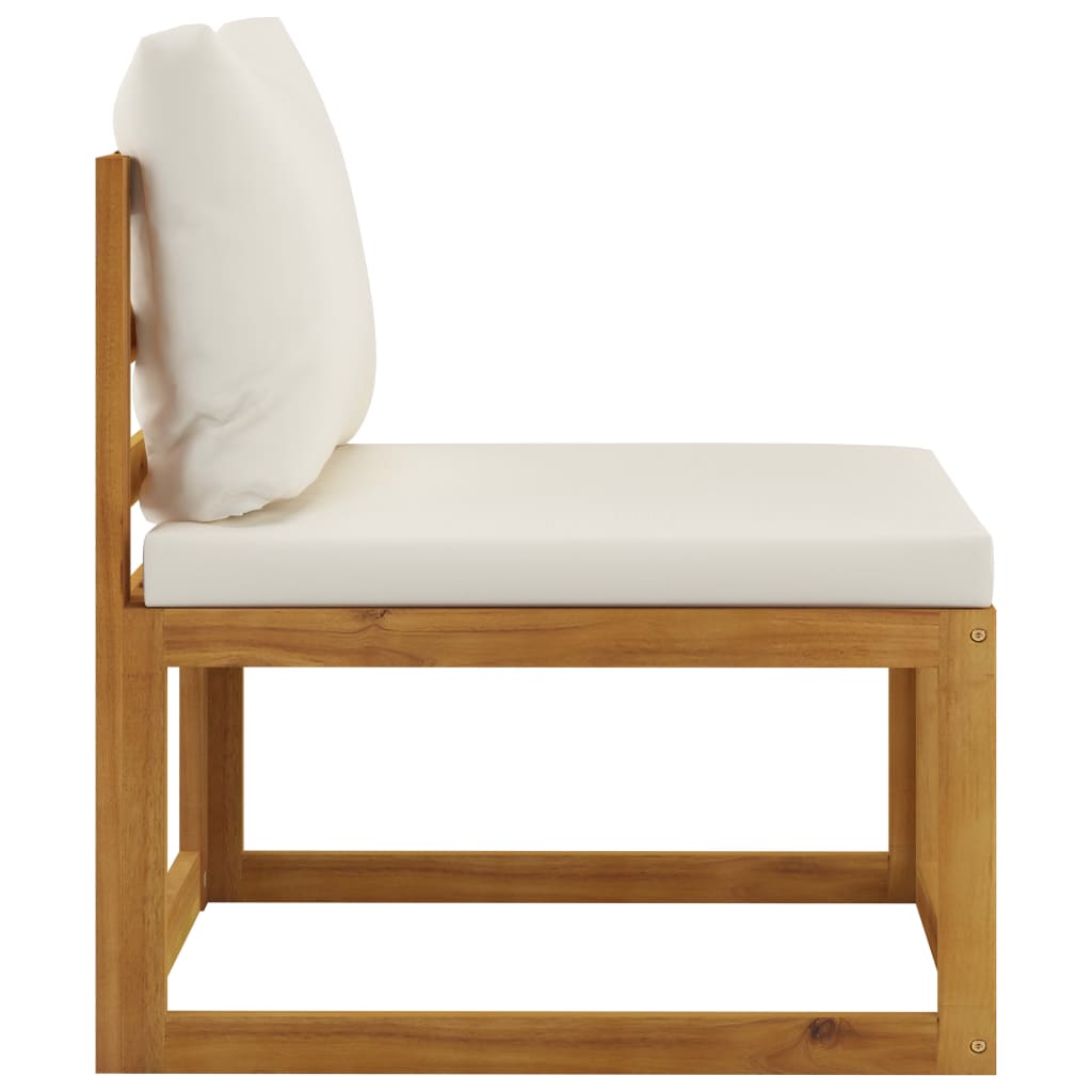 3-Seater Garden Sofa with Cushion Cream Solid Acacia Wood