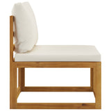 3-Seater Garden Sofa with Cushion Cream Solid Acacia Wood - Extra Image