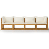 4-Seater Garden Sofa with Cushion Cream Solid Acacia Wood - Side View