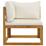 4-Seater Garden Sofa with Cushion Cream Solid Acacia Wood - Rear View
