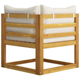 4-Seater Garden Sofa with Cushion Cream Solid Acacia Wood - Close-Up Angle