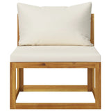 4-Seater Garden Sofa with Cushion Cream Solid Acacia Wood - Extra Image