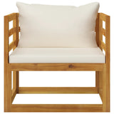 5 Piece Garden Lounge Set with Cushion Cream Solid Acacia Wood - Extra Image