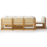 9 Piece Garden Lounge Set with Cushion Cream Solid Acacia Wood - Side View