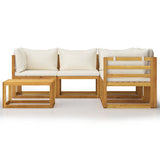 6 Piece Garden Lounge Set with Cushion Cream Solid Acacia Wood - Side View
