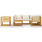 7 Piece Garden Lounge Set with Cushion Cream Solid Acacia Wood