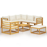 8 Piece Garden Lounge Set with Cushion Cream Solid Acacia Wood - Front View