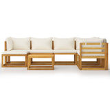 8 Piece Garden Lounge Set with Cushion Cream Solid Acacia Wood