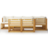10 Piece Garden Lounge Set with Cushion Cream Solid Acacia Wood - Side View
