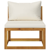 10 Piece Garden Lounge Set with Cushion Cream Solid Acacia Wood - Extra Image