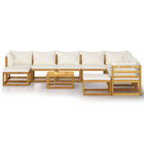 11 Piece Garden Lounge Set with Cushion Cream Solid Acacia Wood