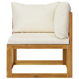 11 Piece Garden Lounge Set with Cushion Cream Solid Acacia Wood