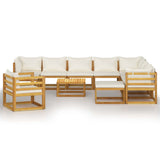 12 Piece Garden Lounge Set with Cushion Cream Solid Acacia Wood - Side View