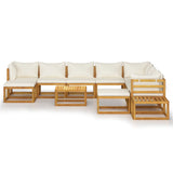 12 Piece Garden Lounge Set with Cushion Cream Solid Acacia Wood - Side View