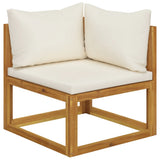 12 Piece Garden Lounge Set with Cushion Cream Solid Acacia Wood - Top-Down View