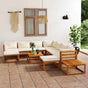 12 Piece Garden Lounge Set with Cushion Cream Solid Acacia Wood