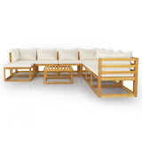 9 Piece Garden Lounge Set with Cushion Cream Solid Acacia Wood