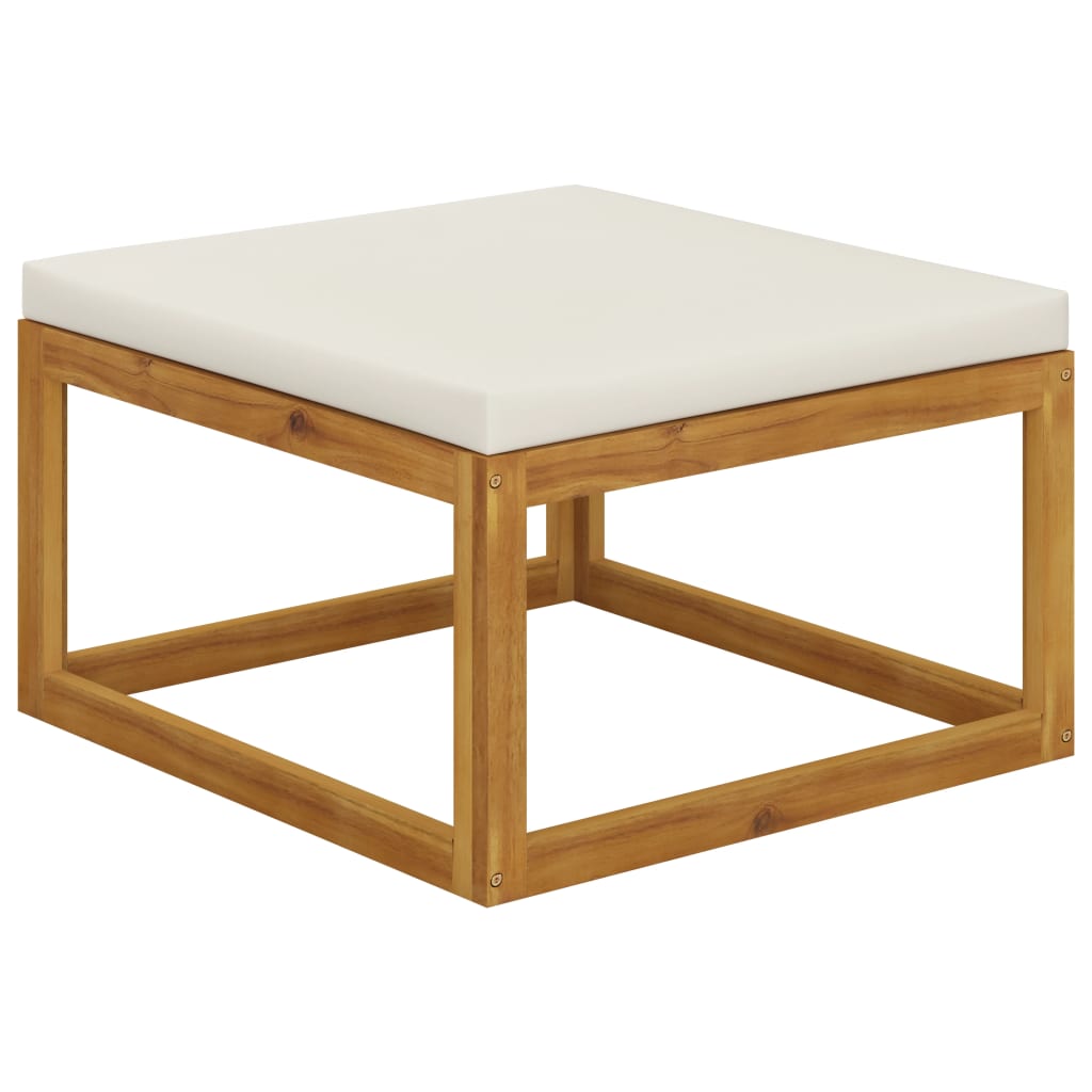 9 Piece Garden Lounge Set with Cushion Cream Solid Acacia Wood