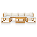 7 Piece Garden Lounge Set with Cushion Cream Solid Acacia Wood
