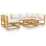 7 Piece Garden Lounge Set with Cushion Cream Solid Acacia Wood