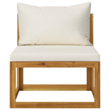4 Piece Garden Lounge Set with Cushion Cream Solid Acacia Wood - 45-Degree Angle