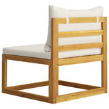 4 Piece Garden Lounge Set with Cushion Cream Solid Acacia Wood - Close-Up Angle