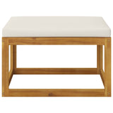 4 Piece Garden Lounge Set with Cushion Cream Solid Acacia Wood - Extra Image