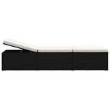 3 Piece Garden Sun Loungers with Tea Table Poly Rattan Black - Side View