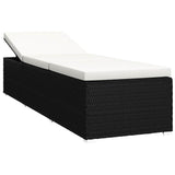 3 Piece Garden Sun Loungers with Tea Table Poly Rattan Black