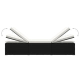 3 Piece Garden Sun Loungers with Tea Table Poly Rattan Black - Rear View