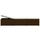 3 Piece Garden Sun Loungers with Tea Table Poly Rattan Brown - Side View