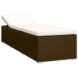 3 Piece Garden Sun Loungers with Tea Table Poly Rattan Brown