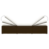 3 Piece Garden Sun Loungers with Tea Table Poly Rattan Brown - Rear View