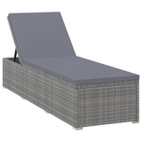 3 Piece Garden Sun Loungers with Tea Table Poly Rattan Grey - Side View