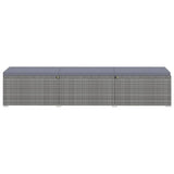 3 Piece Garden Sun Loungers with Tea Table Poly Rattan Grey - 45-Degree Angle