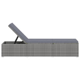 3 Piece Garden Sun Loungers with Tea Table Poly Rattan Grey - Rear View