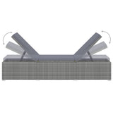 3 Piece Garden Sun Loungers with Tea Table Poly Rattan Grey