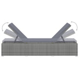 3 Piece Garden Sun Loungers with Tea Table Poly Rattan Grey - Close-Up Angle