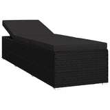 3 Piece Garden Sun Loungers with Tea Table Poly Rattan Black - Top-Down View