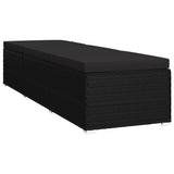 3 Piece Garden Sun Loungers with Tea Table Poly Rattan Black - 45-Degree Angle