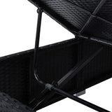 3 Piece Garden Sun Loungers with Tea Table Poly Rattan Black - Low Angle